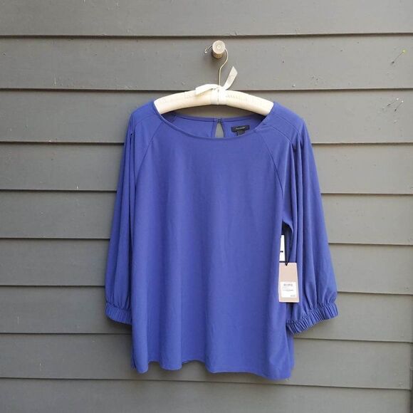 NWT Nordstroms Halogen Blue Peasant cut Top size Large - Picture 9 of 11